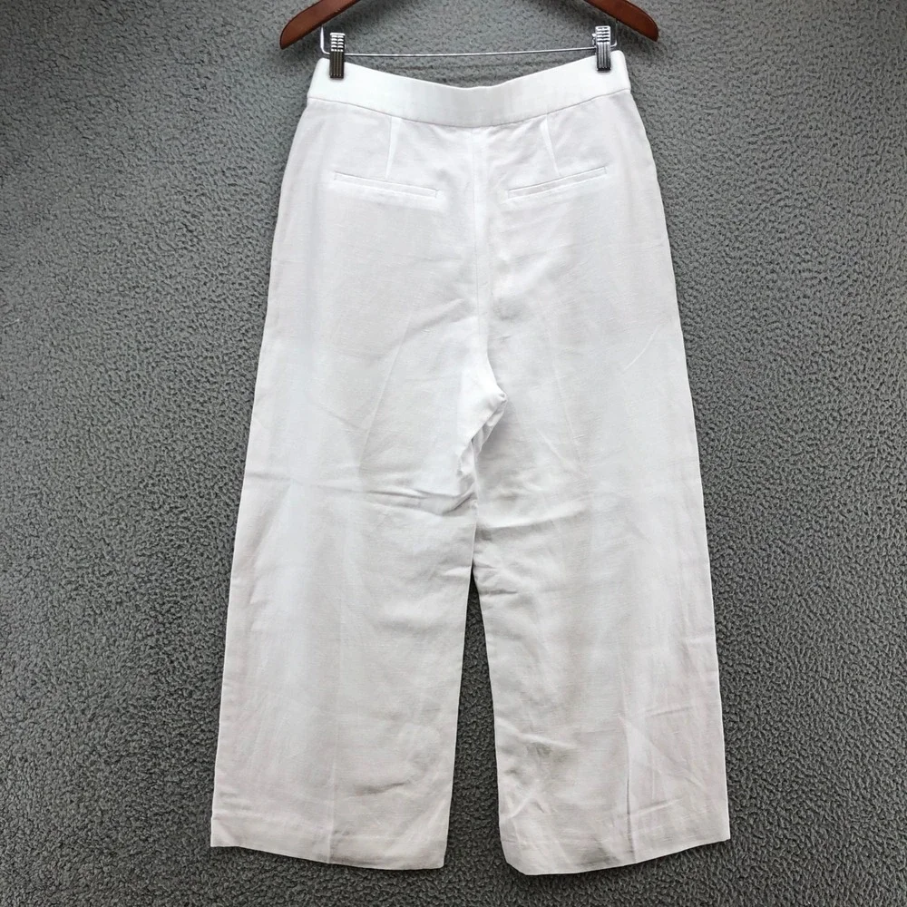 Wilfred Linen Pants Womens 8 Wide Leg High‎ Rise White Classic Beach Resortwear